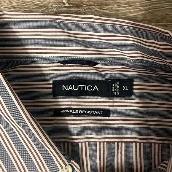 New nwt Nautical long sleeve button down wrinkle resistant stripe shirt size xl - Picture 2 of 7